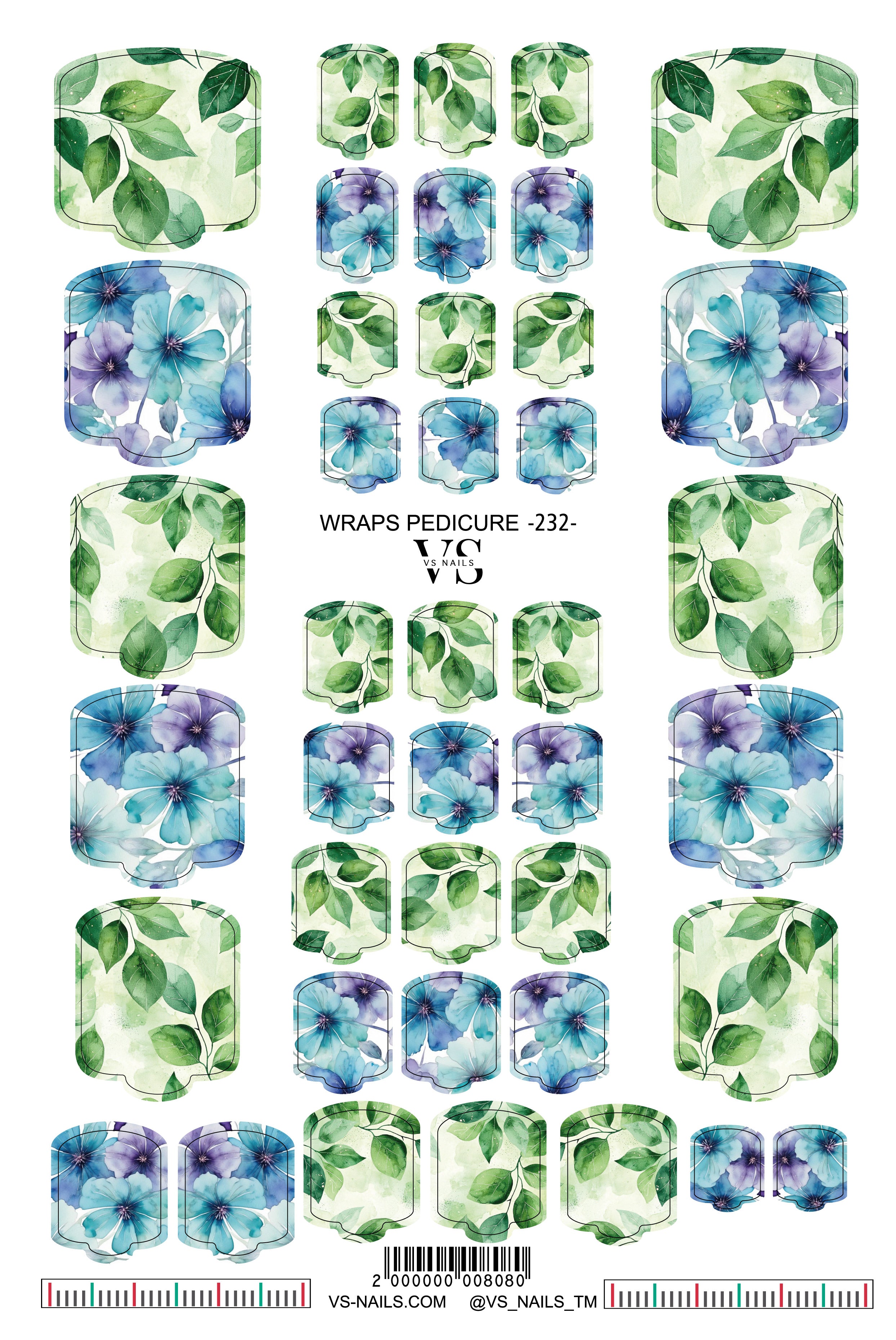 VS NAILS pedikiūro apvyniojimai Nr. 232