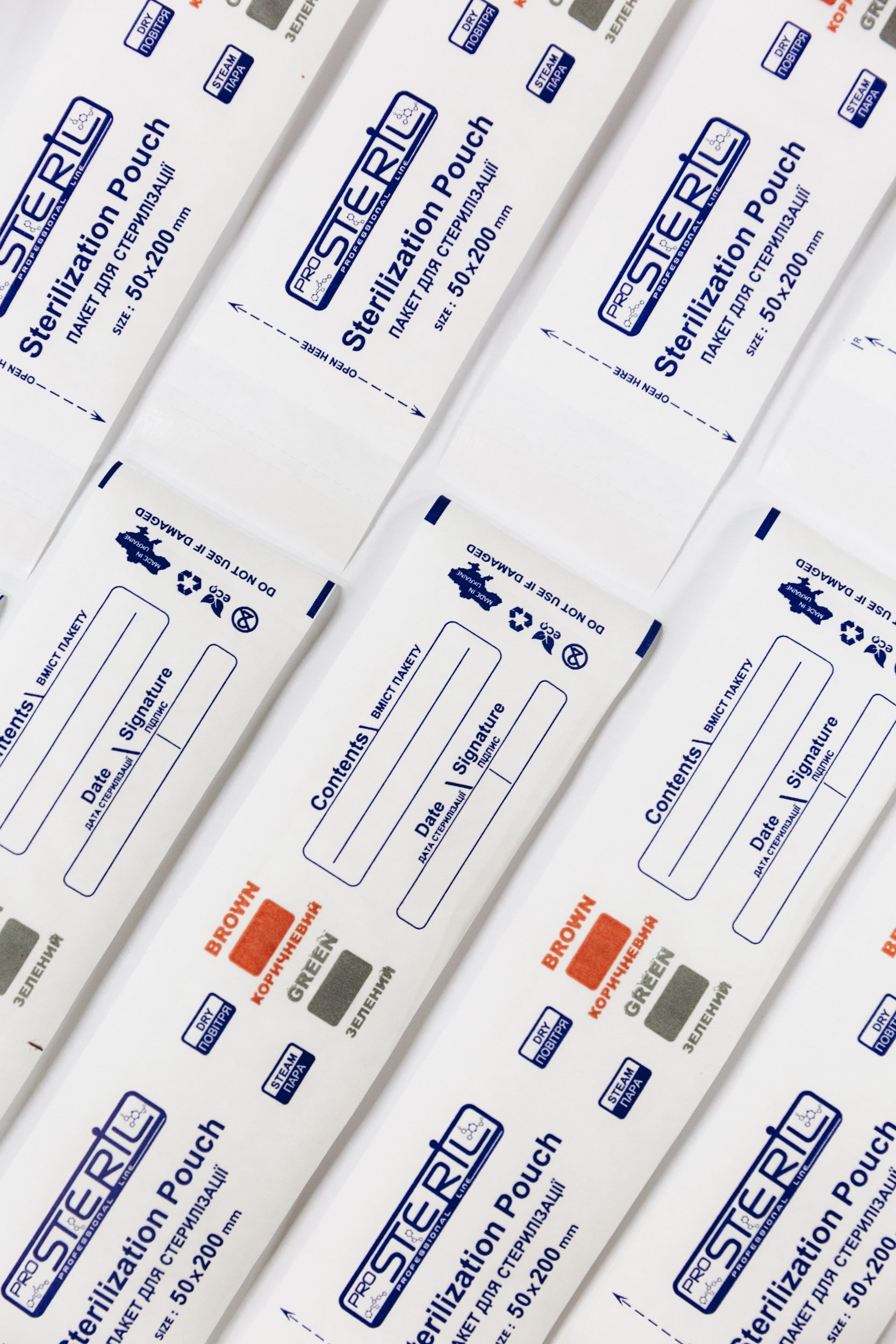 ProSteril Dry & Autoclave (Steam) Sterilization Bags 50x200mm PKW with Indicator White 100pcs.