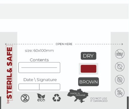 be STERIL&SAFE Dry Air Sterilization Bags 60x100mm CDW transparent with indicator 100pcs.