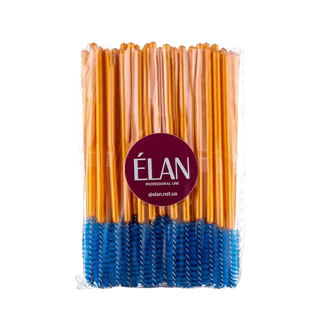 ELAN Eyelash and Eyebrow Brushes, 50 pcs. (Blue/Gold)