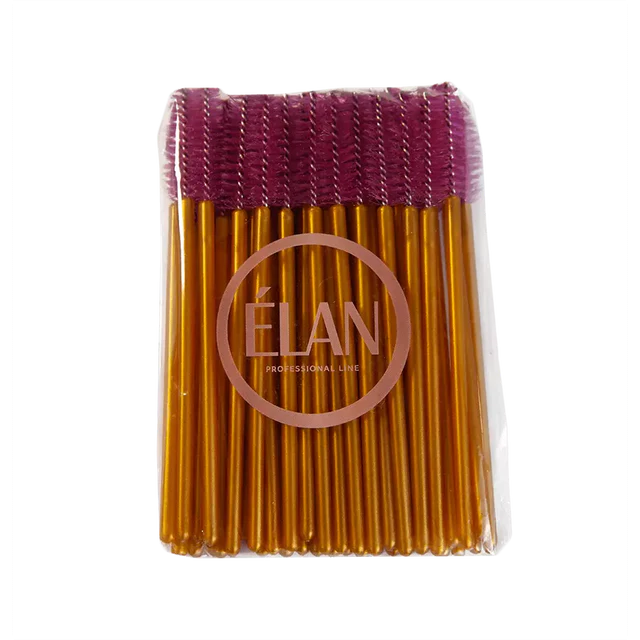 ELAN Eyelash and Eyebrow Brushes, 50 pcs. (Red/Gold)