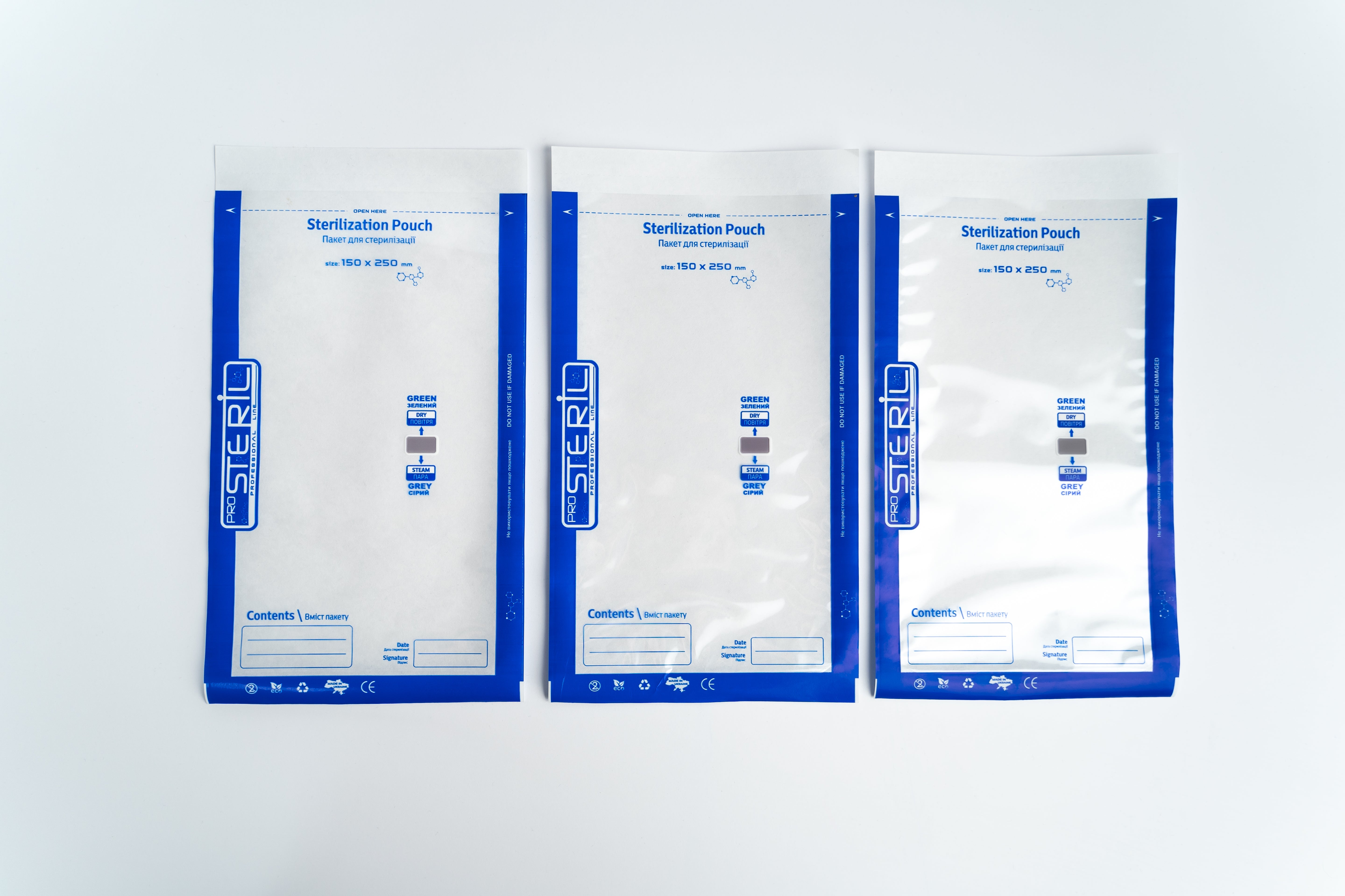 ProSteril Dry Air & Autoclave sterilization bags 150x250mm CPW with indicator 100pcs.