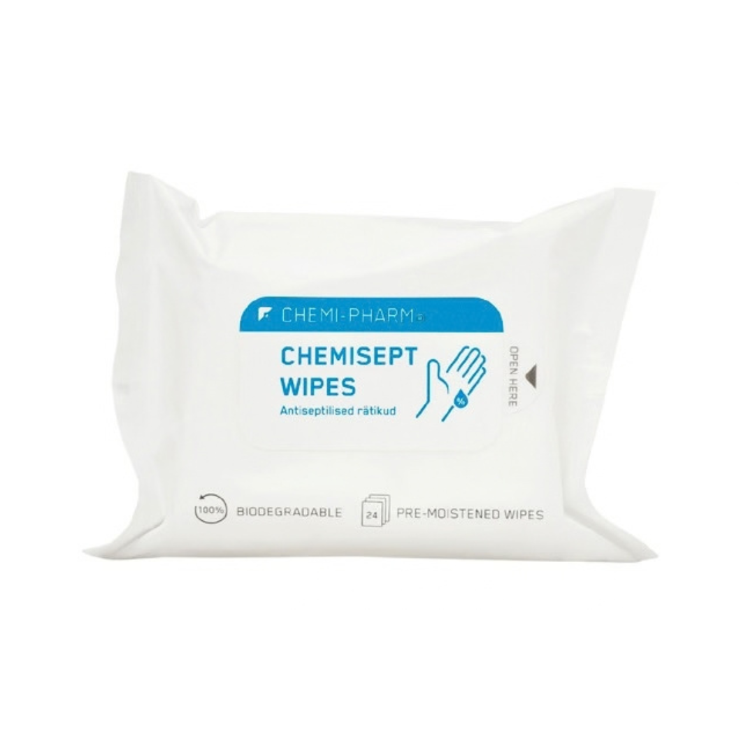 CHEMISEPT WIPES N24 — салфетки для дезинфекции рук, 24 шт.
