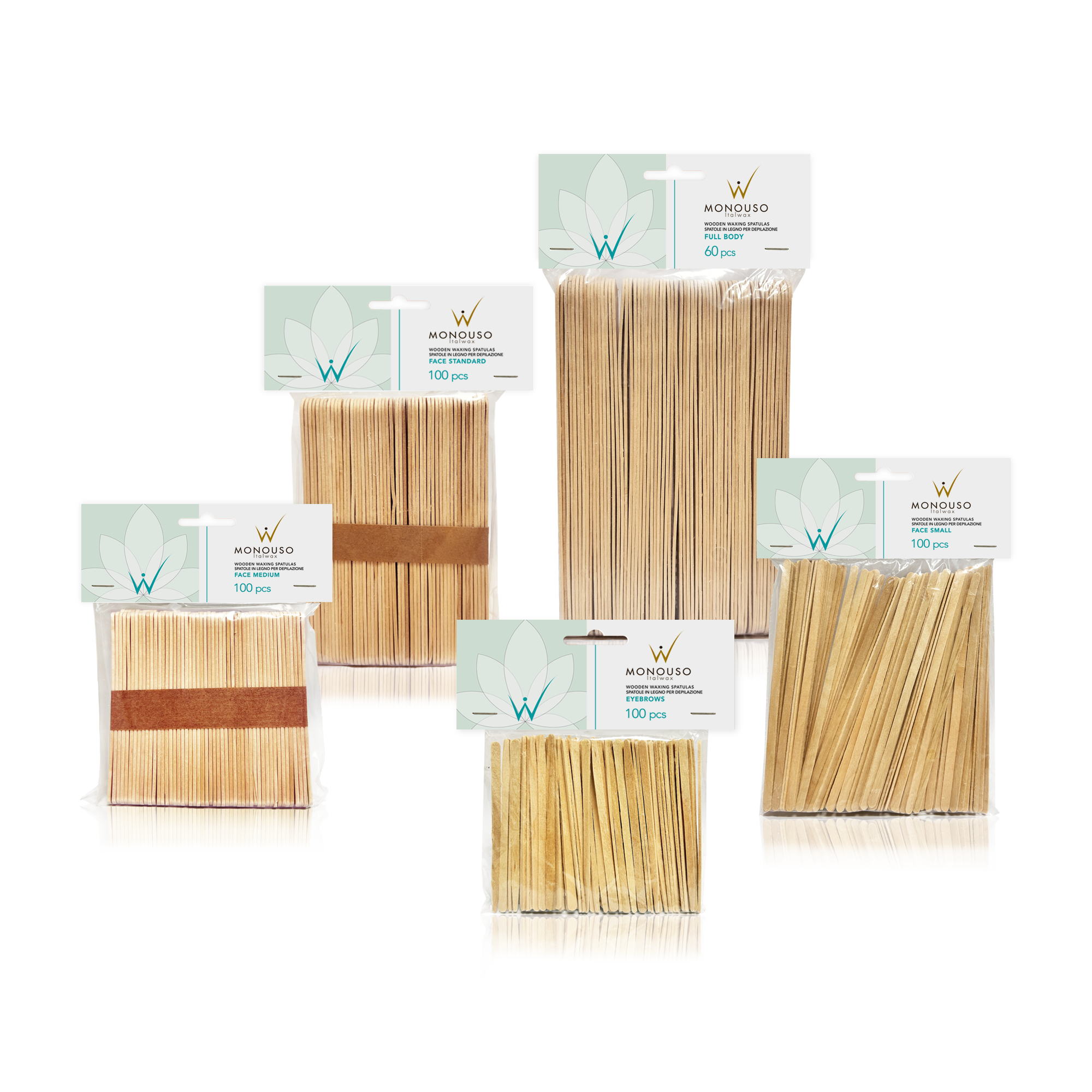 Italwax Wooden spatulas for waxing Full Body, 200x24x1,6 mm, 60 pcs.