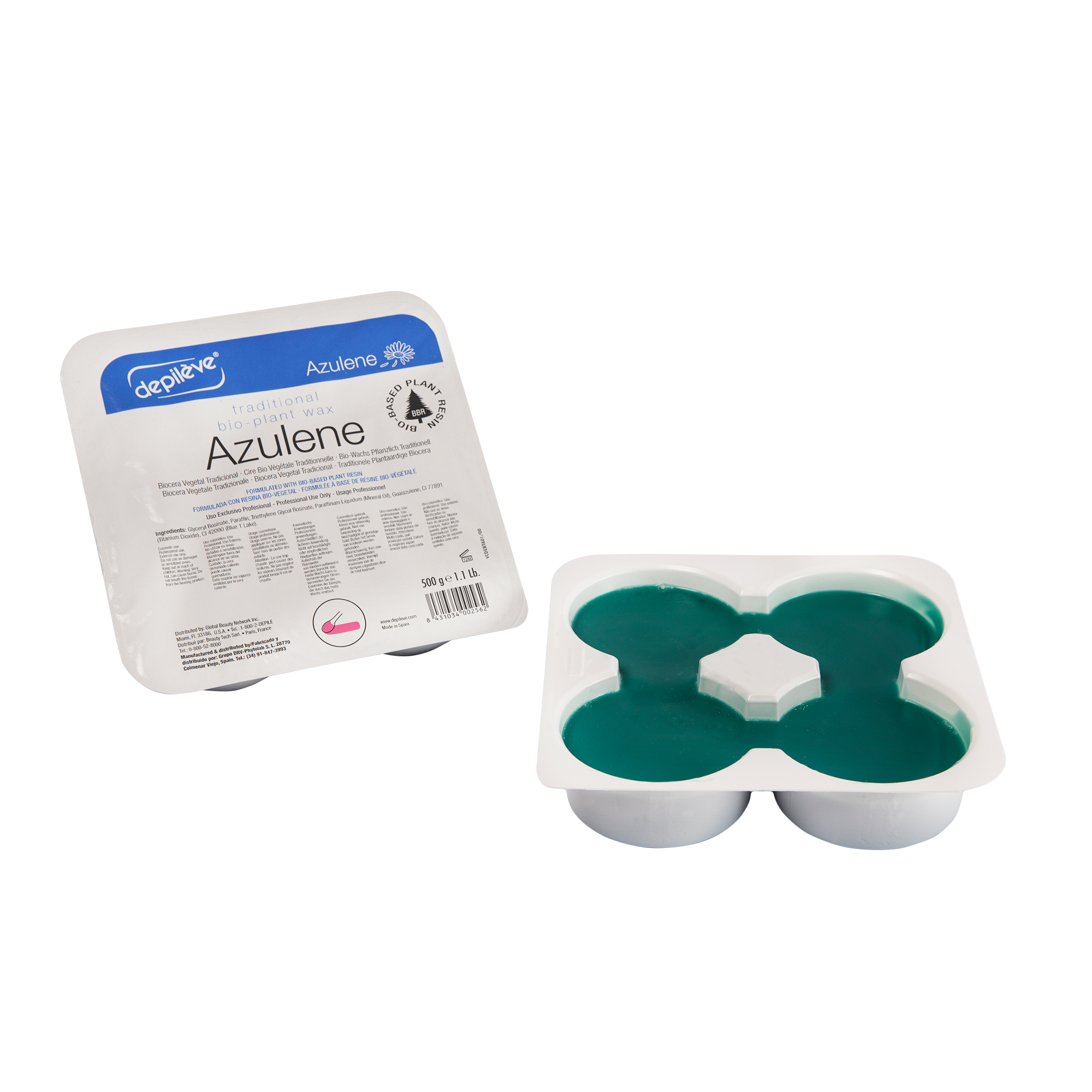 Depileve BIOWAX AZULENE in a tray 2x500 ml