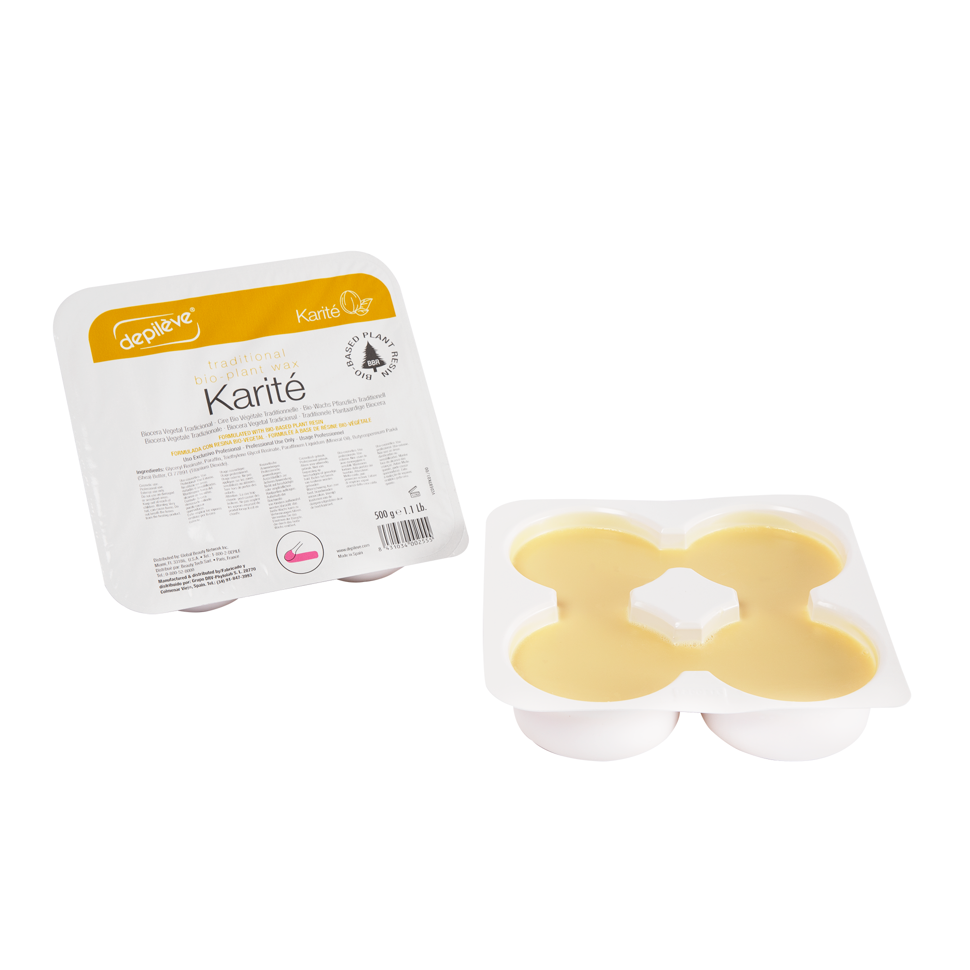 Depileve BIOWAX KARITE (SHEA BUTTER) in a tray 2x500 ml