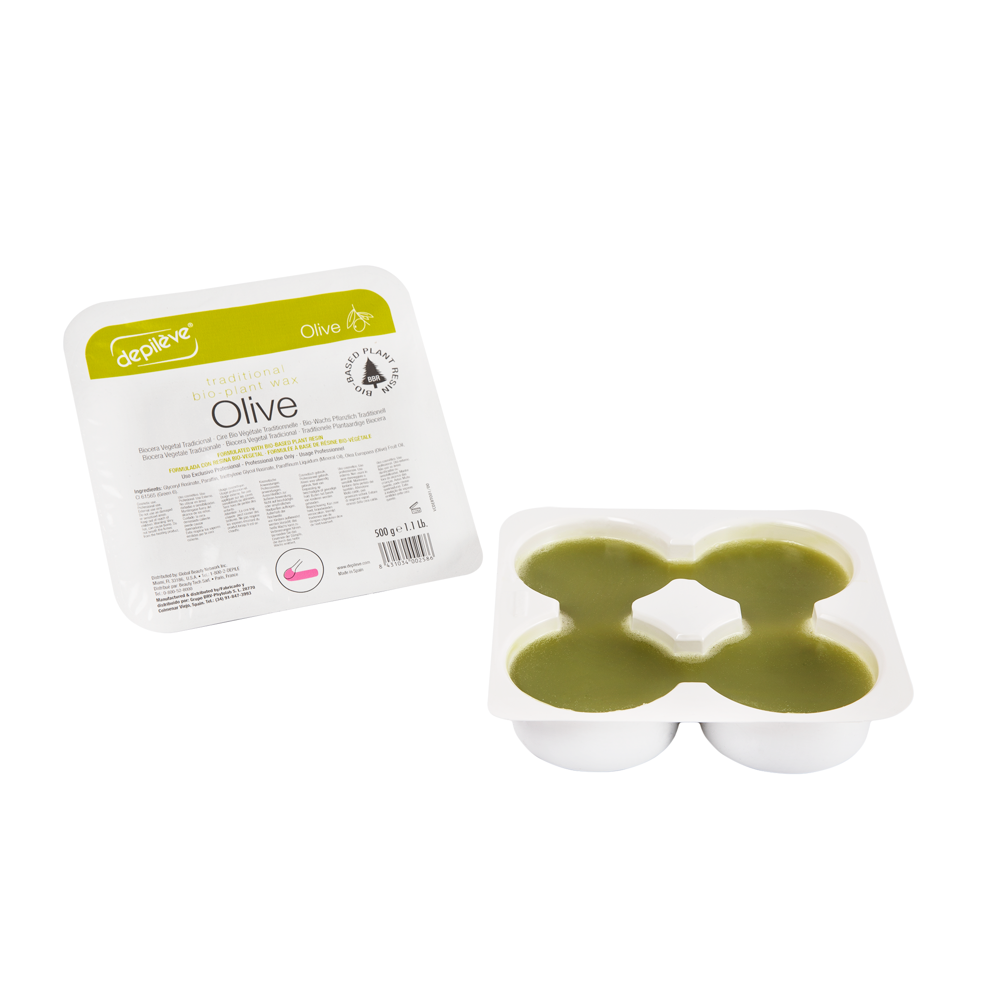 Depileve BIOWAX OLIVE OIL in a tray 2x500 ml