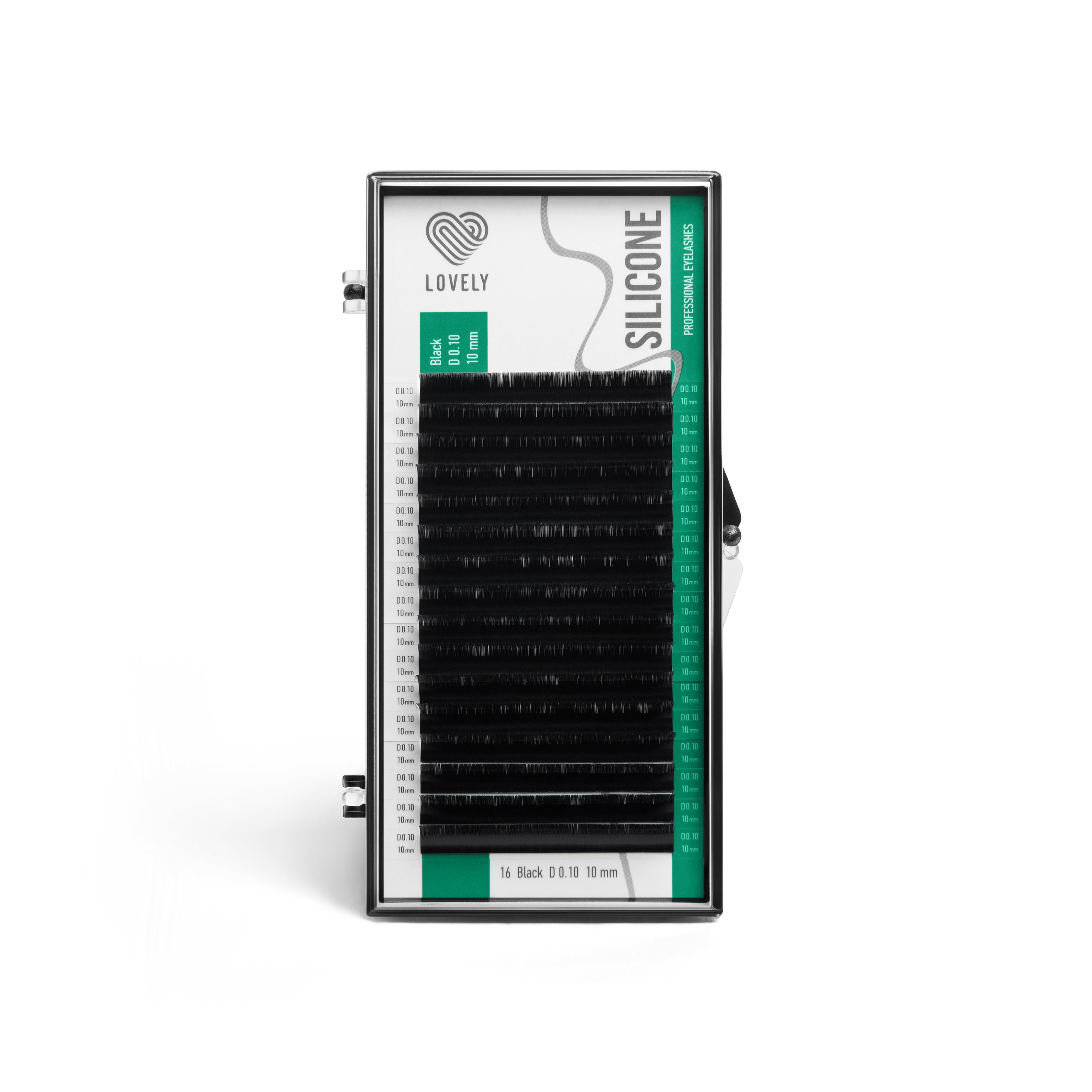 LOVELY Silicone eyelashes D/0.10 x 10mm, 16 rows
