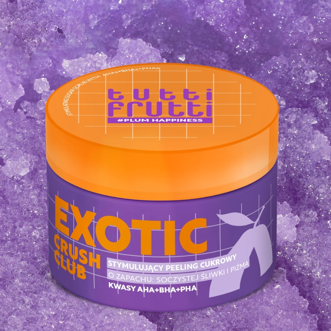Farmona TUTTI FRUTTI SlyvųDžiaugsmas skatinamasis cukraus kūno šveitiklis su AHA+BHA+PHA rūgštimis 300 g