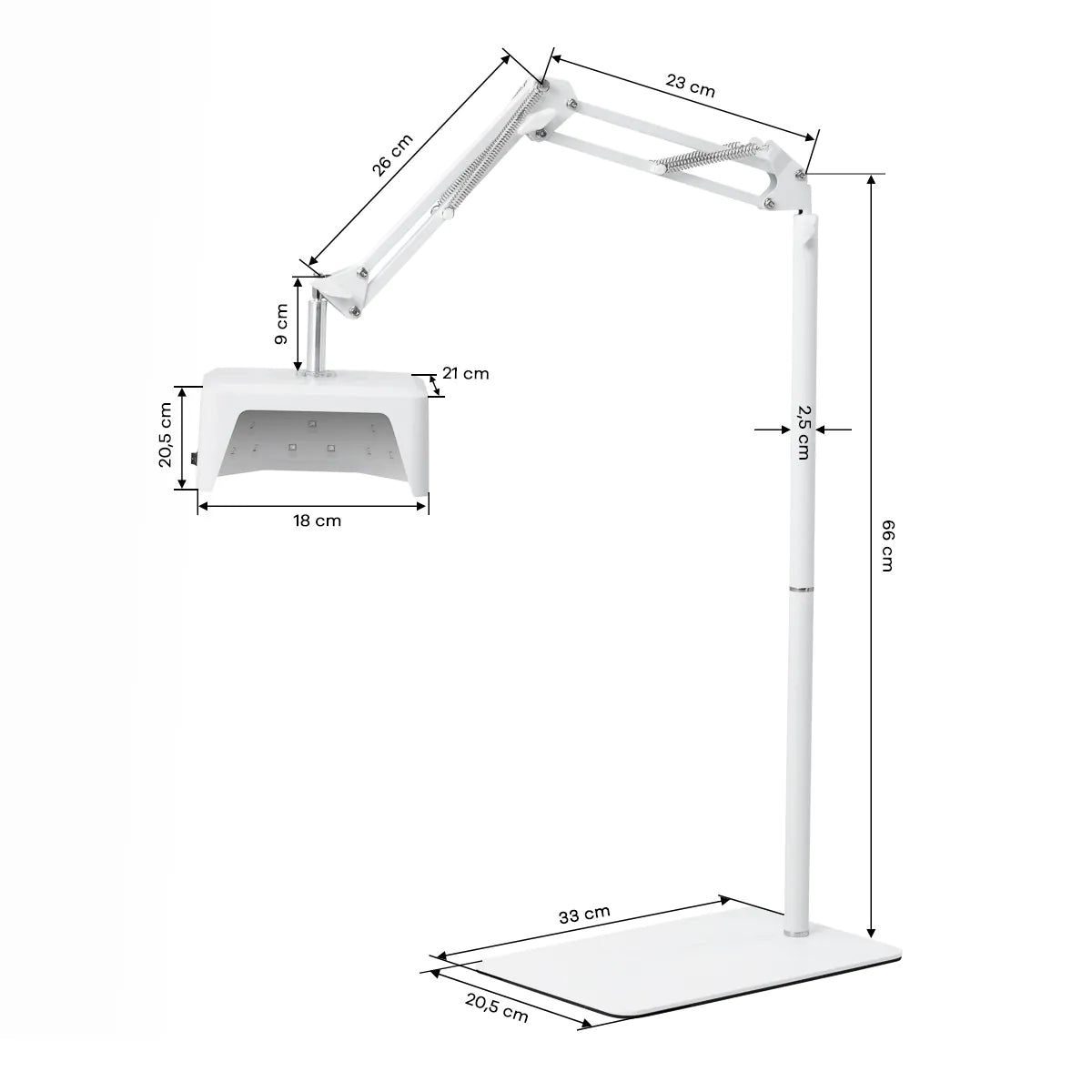 Лампа для педикюра GLOW 112 UV/LED со штативом и металлической подставкой, белая