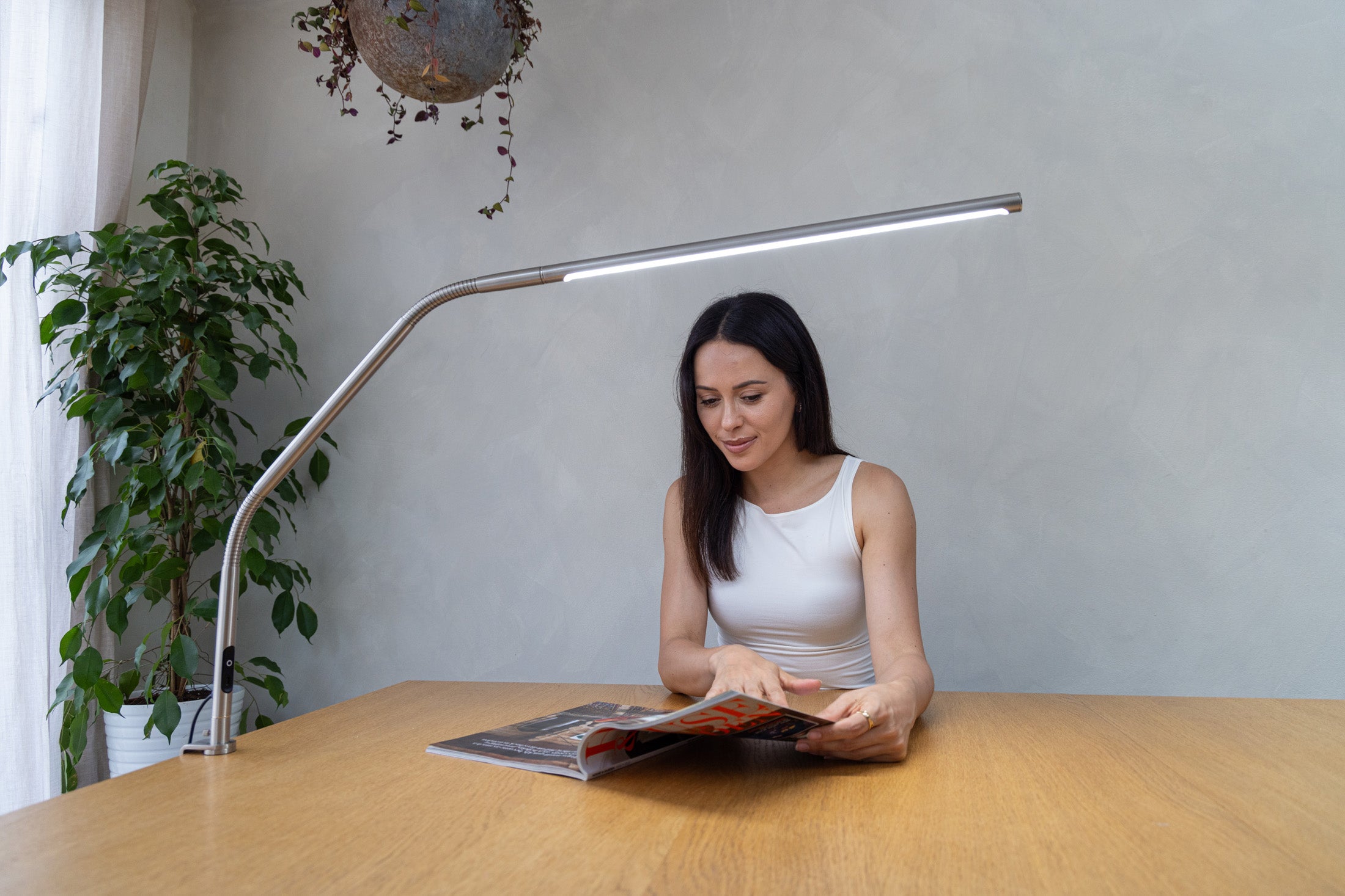 Daylight stalo LED lempa su tvirtinimu [Slimline 4 Šlifuotas plienas]