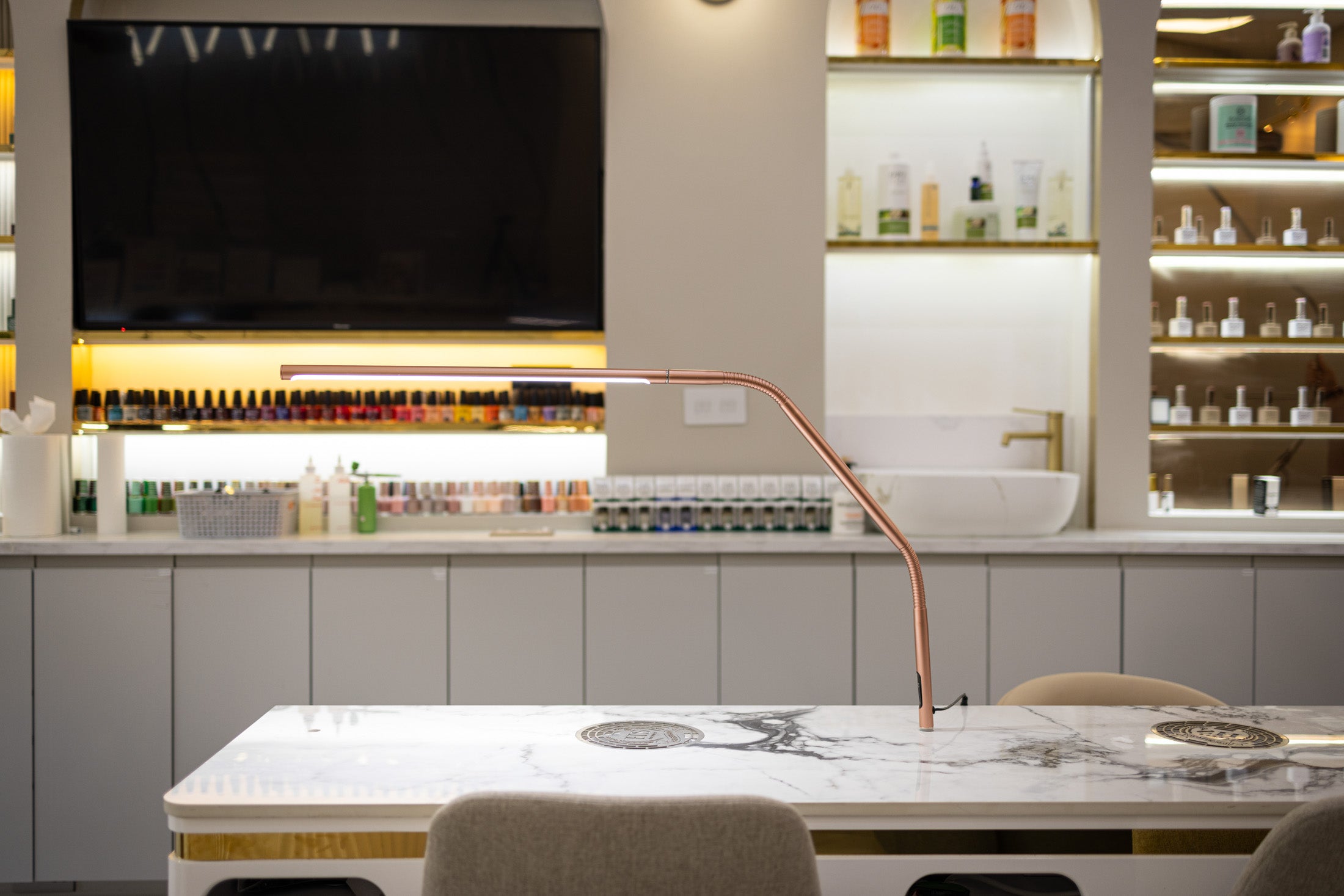 Настольная светодиодная лампа дневного света с кронштейном [Slimline 4 Rose Gold]