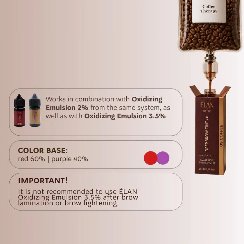 Elan Ilgalaikis antakių dažas „DEEP BROW TINT“, 2.0 08 CHOCO Natūraliai ruda 20 ml