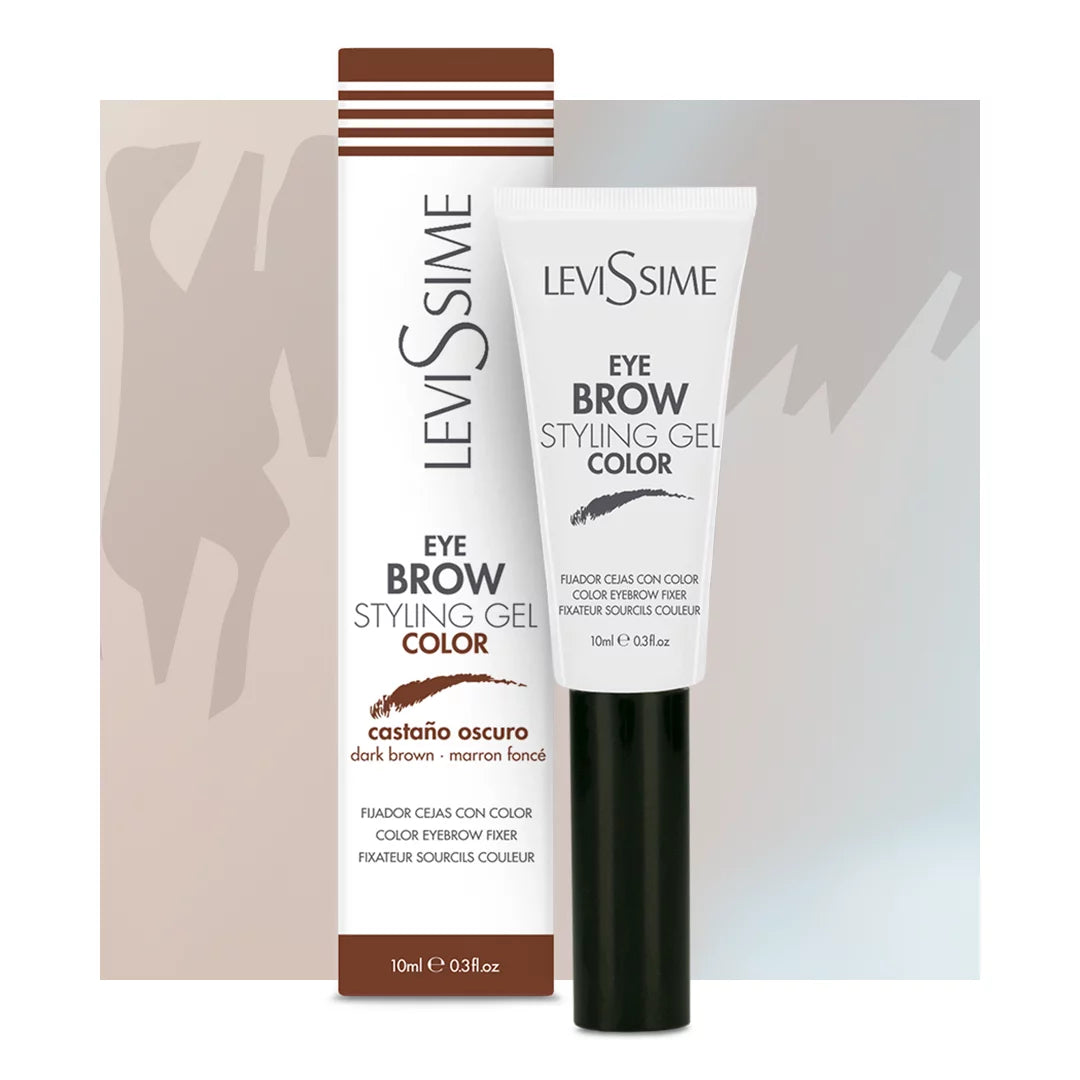 Levissime, „Eye Brow Styling Gel Dark Brown“ – antakių fiksatorius, tamsiai rudos spalvos, 10 ml [4703]