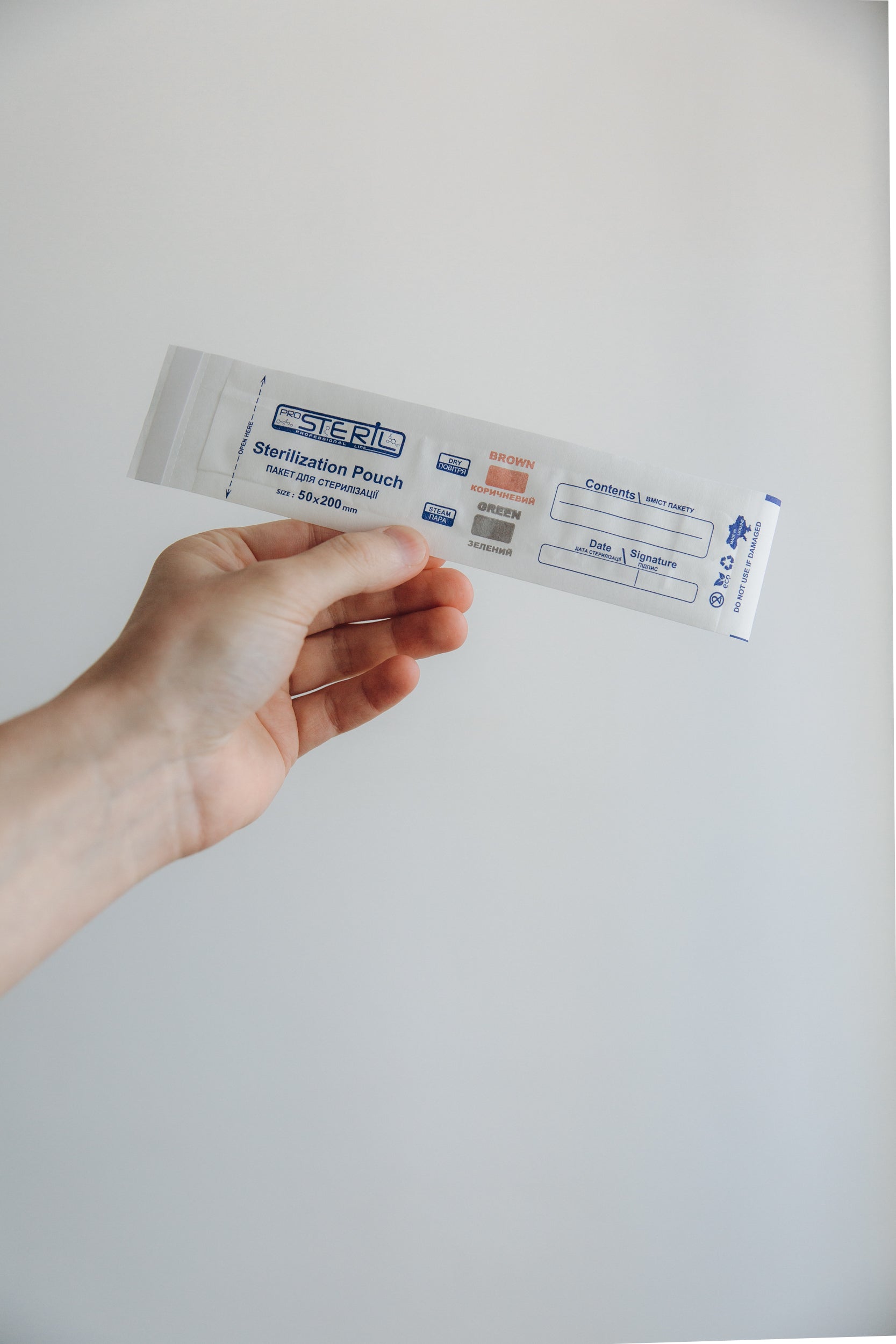 ProSteril Karšto oro ir autoklavo sterilizavimo maišeliai 50x200 mm PKW su indikatoriumi Balti 100 vnt.