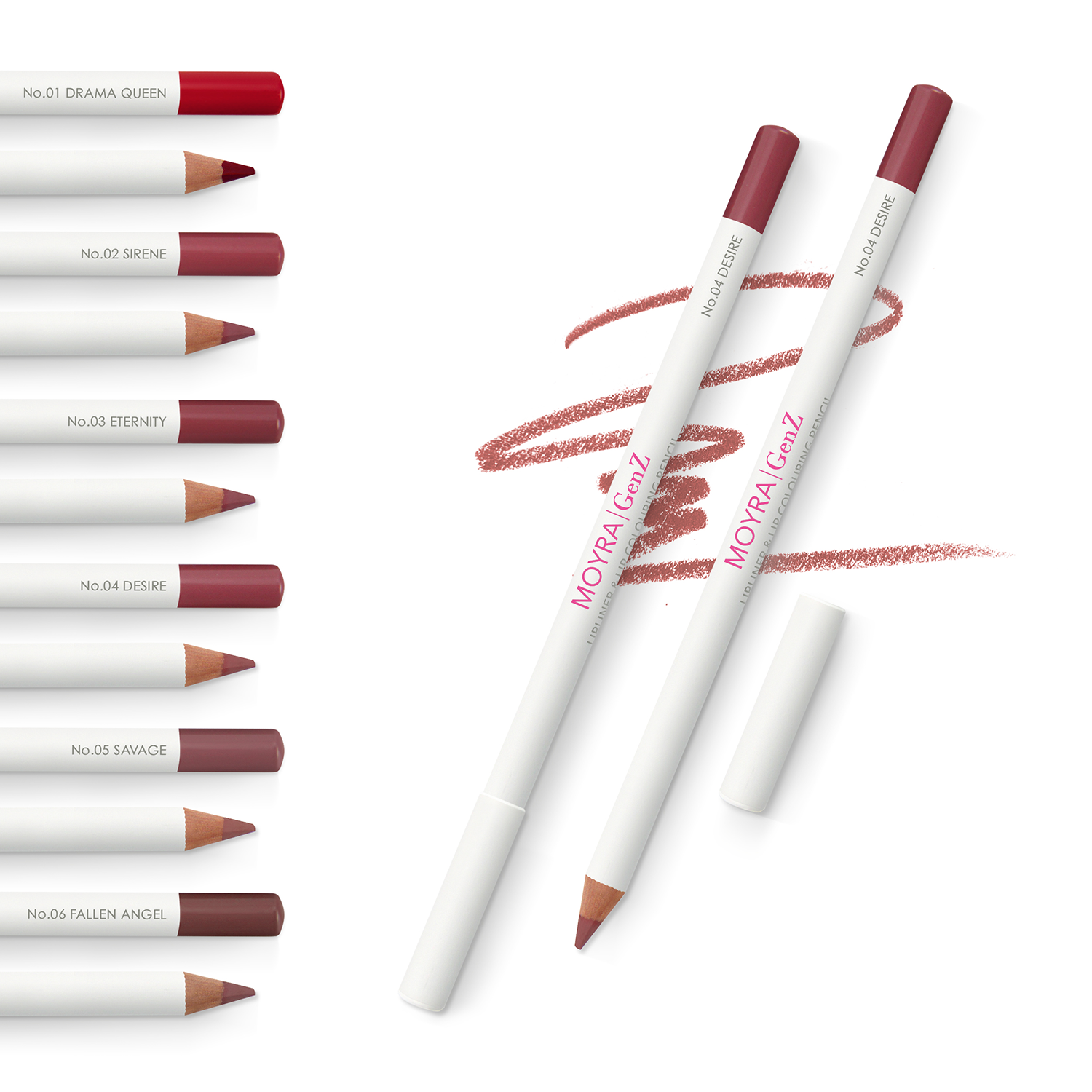 MOYRA GenZ Lipliner & Lip – lūpų kontūro ir dažymo pieštukas 04 Desire