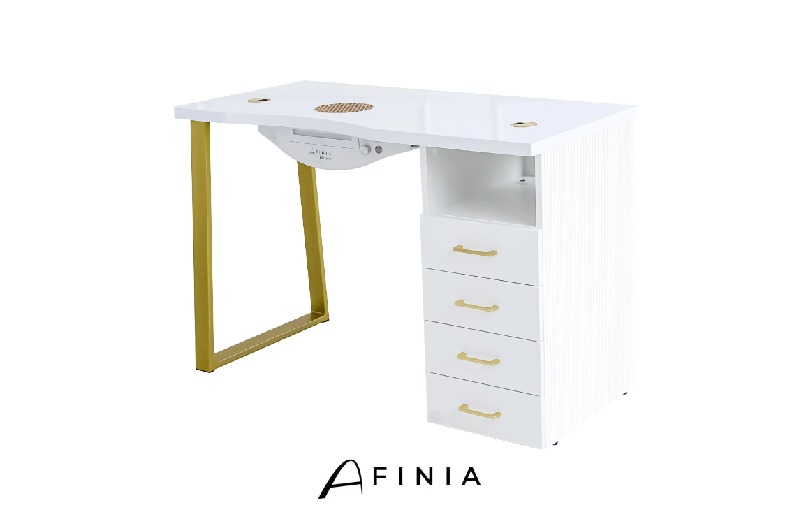 Afinia Manicure table Prime Gold with built-in dust collector NDC 2000