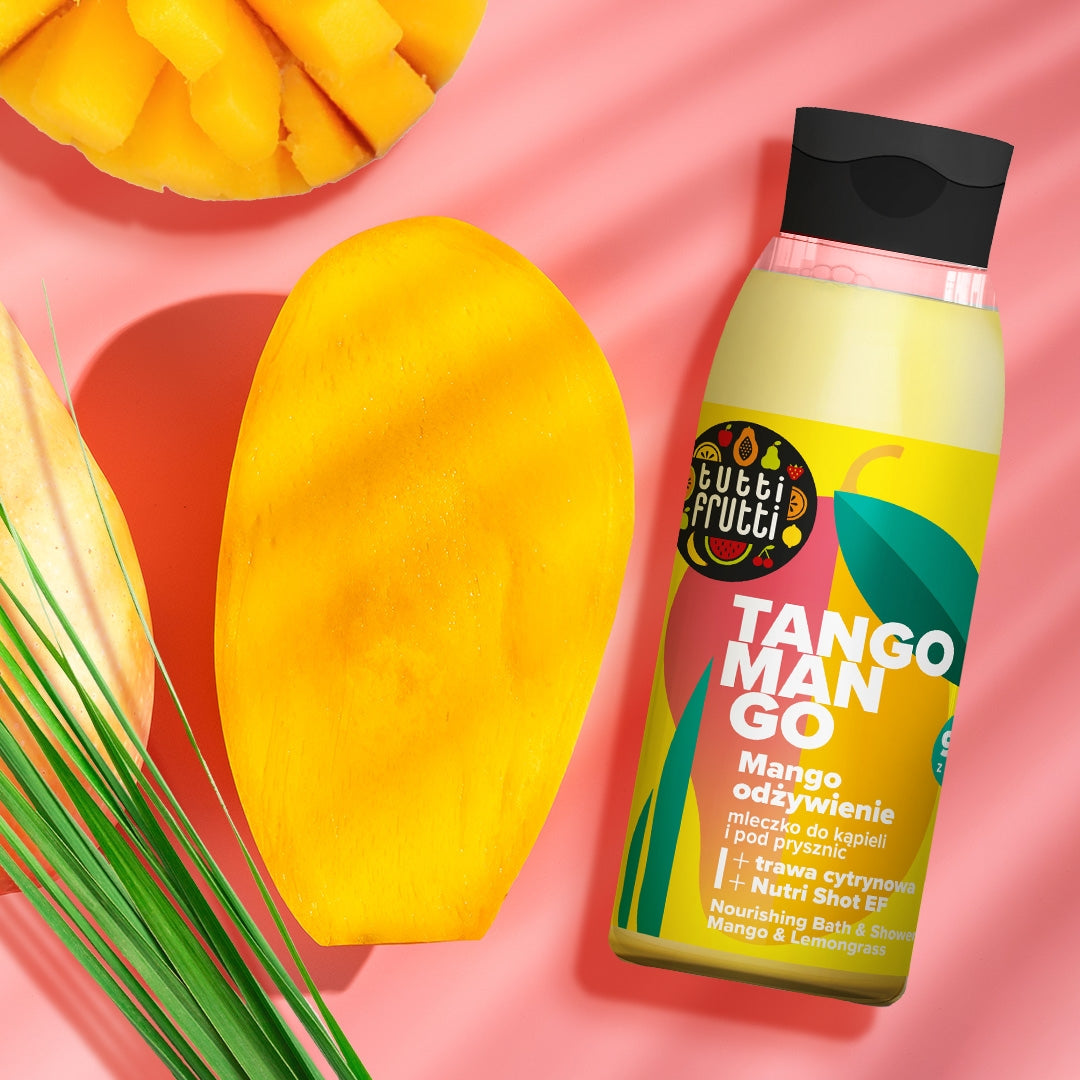 „Farmona TUTTI FRUTTI“ maitinamasis vonios ir dušo pienelis su mangu ir citrinžole, 400 ml