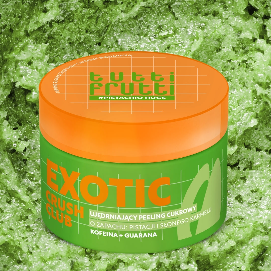 Farmona TUTTI FRUTTI PistachioHugs укрепляющий сахарный скраб для тела с кофеином и гуараной 300 gr